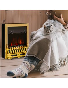HOMCOM Electric Fireplace LED Light Complete Fire Place Heating Indoor Heater Coal Burning Flame Effect Heat 2000W Max 2