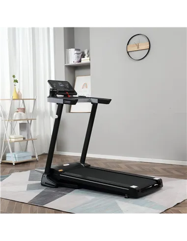 HOMCOM Folding Treadmill for Home Motorised Running Machine w/ LCD Display Black
