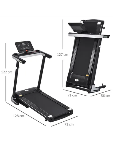 HOMCOM Folding Treadmill for Home Motorised Running Machine w/ LCD Display Black