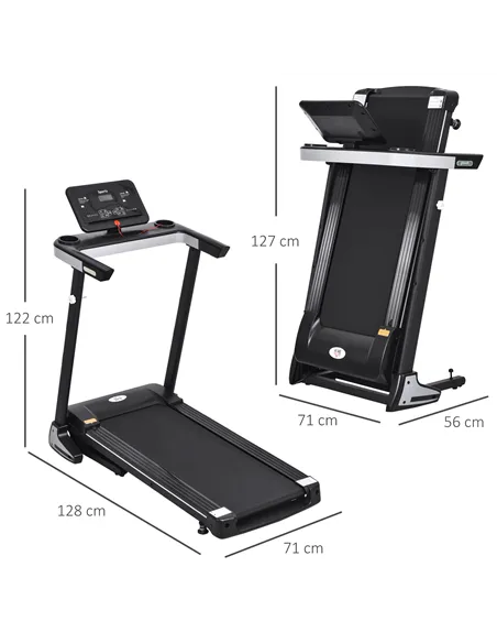 HOMCOM Folding Treadmill for Home Motorised Running Machine w/ LCD Display Black