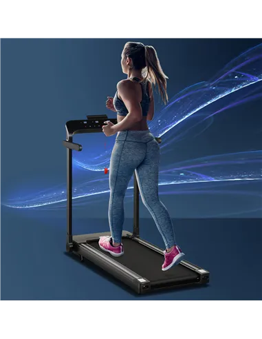 HOMCOM Folding Treadmill, 1.85HP Installation-Free Walking Jogging Running Machine, 12KM/H with 12 Pre-Programs and LED Display 