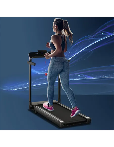 HOMCOM Folding Treadmill, 1.85HP Installation-Free Walking Jogging Running Machine, 12KM/H with 12 Pre-Programs and LED Display 