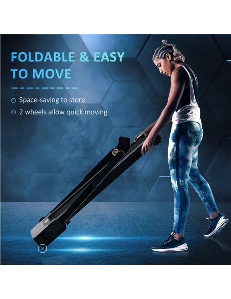 HOMCOM Folding Treadmill, 1.85HP Installation-Free Walking Jogging Running Machine, 12KM/H with 12 Pre-Programs and LED Display 