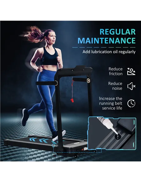 HOMCOM Folding Treadmill, 1.85HP Installation-Free Walking Jogging Running Machine, 12KM/H with 12 Pre-Programs and LED Display 