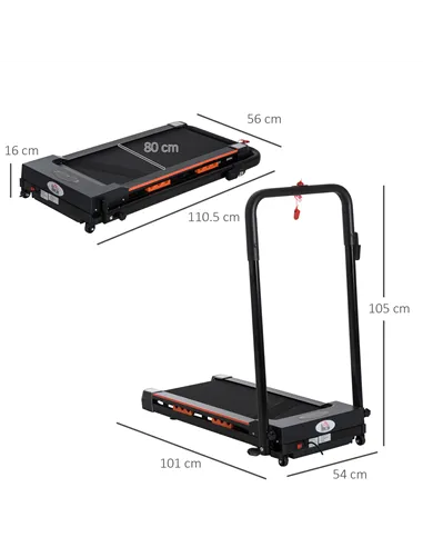 HOMCOM Steel Folding Motorized Home Treadmill w/ LCD Monitor Black