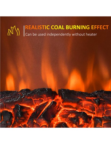 HOMCOM Electric Fireplace LED Light Complete Fire Place Heating Indoor Heater Coal Burning Flame Effect Heat 2000W Max