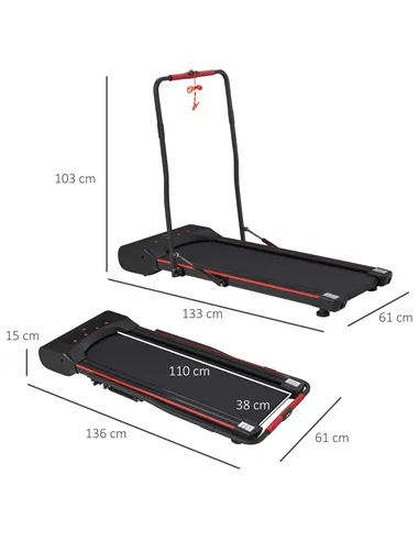 HOMCOM Foldable Walking Machine Treadmill 1-6km/h with LED Display & Remote Control Exercise Fitness for Home Office