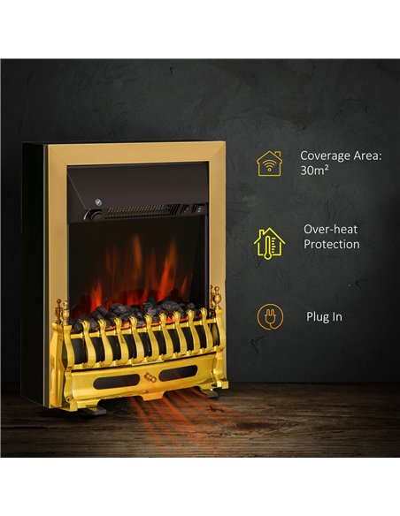 HOMCOM Electric Fireplace LED Light Complete Fire Place Heating Indoor Heater Coal Burning Flame Effect Heat 2000W Max