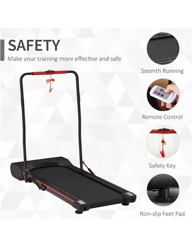 HOMCOM Foldable Walking Machine Treadmill 1-6km/h with LED Display & Remote Control Exercise Fitness for Home Office