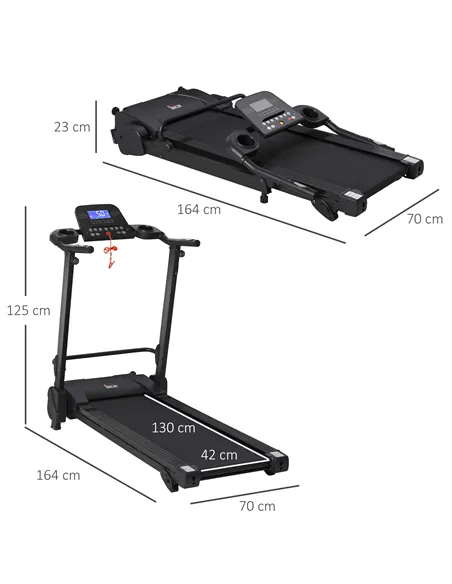 HOMCOM 2.5HP 14Km/h Manual Incline Electric Running Machine Motorized Treadmill Folding, MP3 & USB Player, 12 Preset Programs, 5