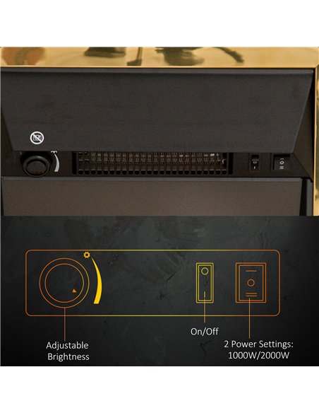 HOMCOM Electric Fireplace LED Light Complete Fire Place Heating Indoor Heater Coal Burning Flame Effect Heat 2000W Max