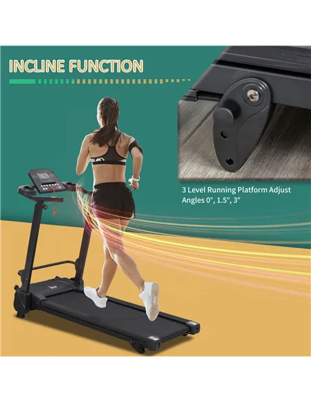 HOMCOM 2.5HP 14Km/h Manual Incline Electric Running Machine Motorized Treadmill Folding, MP3 & USB Player, 12 Preset Programs, 5