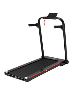 HOMCOM 750W Folding Treadmill, 1-14km/h Electric Running Machine w/ Wheels, Safety Button, LED Monitor, Phone Holder for Home Of