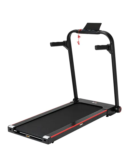 HOMCOM 750W Folding Treadmill, 1-14km/h Electric Running Machine w/ Wheels, Safety Button, LED Monitor, Phone Holder for Home Of