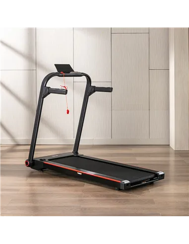 HOMCOM 750W Folding Treadmill, 1-14km/h Electric Running Machine w/ Wheels, Safety Button, LED Monitor, Phone Holder for Home Of