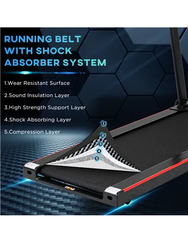 HOMCOM 750W Folding Treadmill, 1-14km/h Electric Running Machine w/ Wheels, Safety Button, LED Monitor, Phone Holder for Home Of