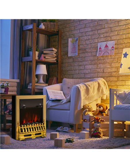 HOMCOM Electric Fireplace LED Light Complete Fire Place Heating Indoor Heater Coal Burning Flame Effect Heat 2000W Max