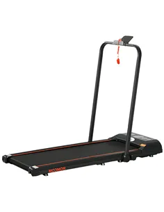 HOMCOM Foldable Walking Treadmill, with LED Display and Wheels, for Home, Office, Gym, Red