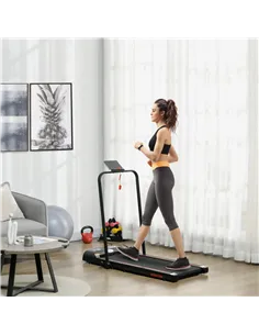 HOMCOM Foldable Walking Treadmill, with LED Display and Wheels, for Home, Office, Gym, Red 2