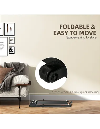 HOMCOM Foldable Walking Treadmill, with LED Display and Wheels, for Home, Office, Gym, Red