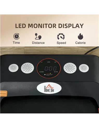 HOMCOM Foldable Walking Treadmill, with LED Display and Wheels, for Home, Office, Gym, Red