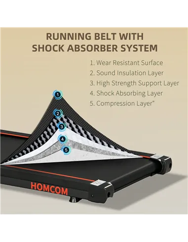 HOMCOM Foldable Walking Treadmill, with LED Display and Wheels, for Home, Office, Gym, Red