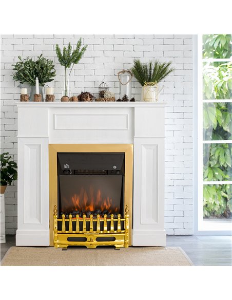 HOMCOM Electric Fireplace LED Light Complete Fire Place Heating Indoor Heater Coal Burning Flame Effect Heat 2000W Max