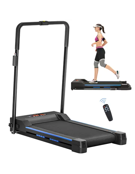 HOMCOM Folding Motorised Home Treadmill Walking Machine with LCD Monitor, Blue