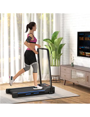 HOMCOM Folding Motorised Home Treadmill Walking Machine with LCD Monitor, Blue
