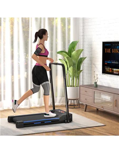 HOMCOM Folding Motorised Home Treadmill Walking Machine with LCD Monitor, Blue