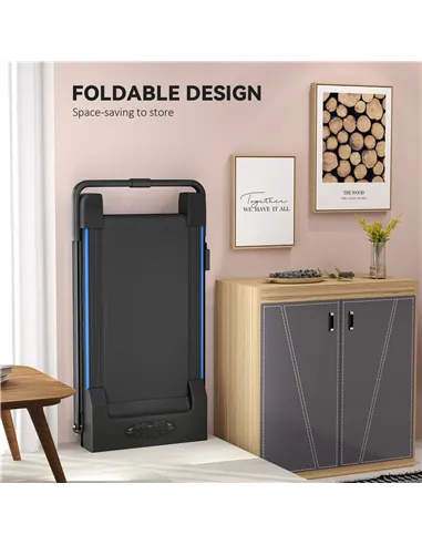 HOMCOM Folding Motorised Home Treadmill Walking Machine with LCD Monitor, Blue