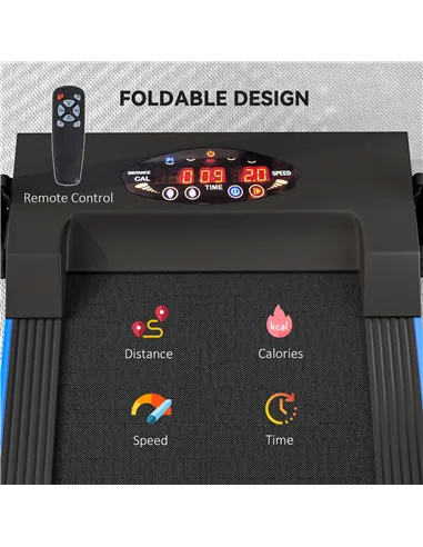 HOMCOM Folding Motorised Home Treadmill Walking Machine with LCD Monitor, Blue