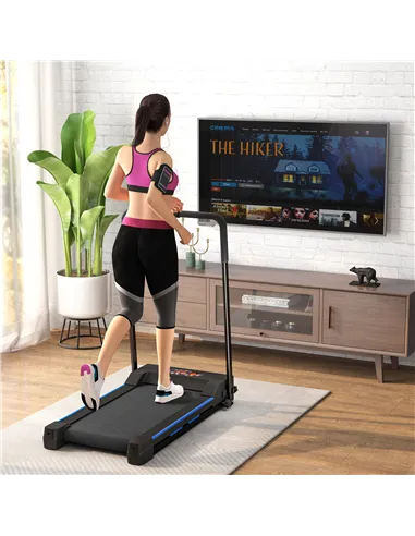 HOMCOM Folding Motorised Home Treadmill Walking Machine with LCD Monitor, Blue