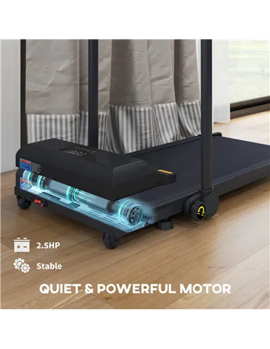 HOMCOM 2.5HP Walking Pad Treadmill, Folding Under Desk Treadmill, Walking Machine, 1-10km/h, with Remote Control