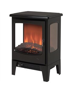 HOMCOM 900W/1800W Freestanding Electric Fireplace Room Heater w/ Adjustable Artificial Flame Tempered Glass Safe Home Warmth Ret
