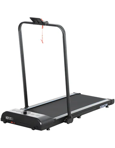 HOMCOM Foldable Walking Treadmill, with LED Display and Wheels, for Home, Office, Gym, Blue
