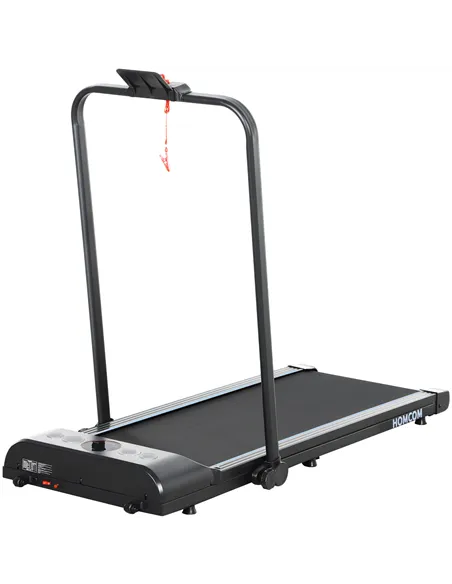 HOMCOM Foldable Walking Treadmill, with LED Display and Wheels, for Home, Office, Gym, Blue