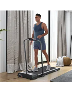 HOMCOM Foldable Walking Treadmill, with LED Display and Wheels, for Home, Office, Gym, Blue 2