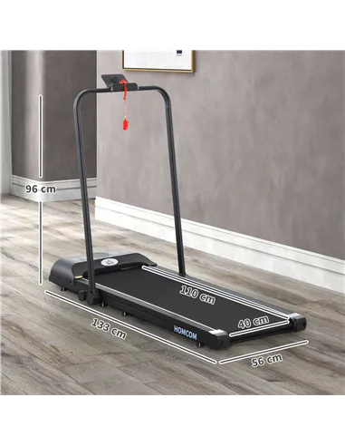 HOMCOM Foldable Walking Treadmill, with LED Display and Wheels, for Home, Office, Gym, Blue