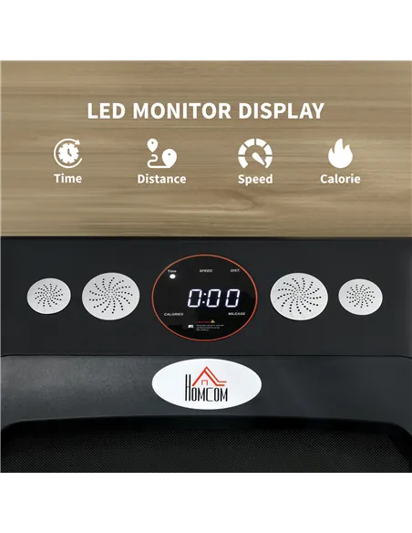 HOMCOM Foldable Walking Treadmill, with LED Display and Wheels, for Home, Office, Gym, Blue