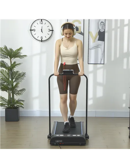 HOMCOM Foldable Walking Treadmill, with LED Display and Wheels, for Home, Office, Gym, Blue