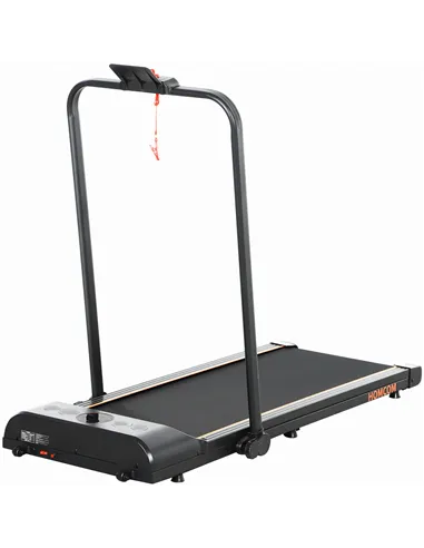 HOMCOM Foldable Walking Treadmill, with LED Display and Wheels, for Home, Office, Fitness Studio, Orange