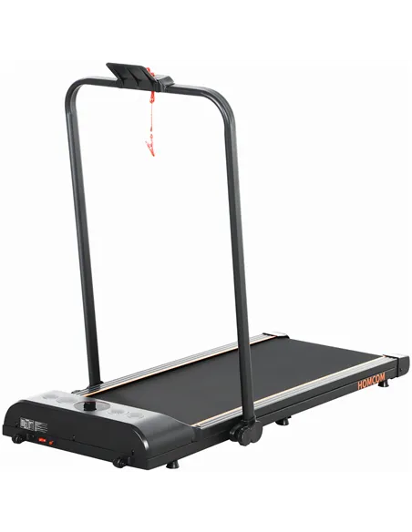 HOMCOM Foldable Walking Treadmill, with LED Display and Wheels, for Home, Office, Fitness Studio, Orange