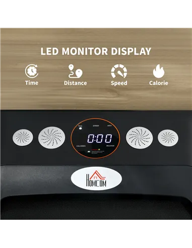 HOMCOM Foldable Walking Treadmill, with LED Display and Wheels, for Home, Office, Fitness Studio, Orange