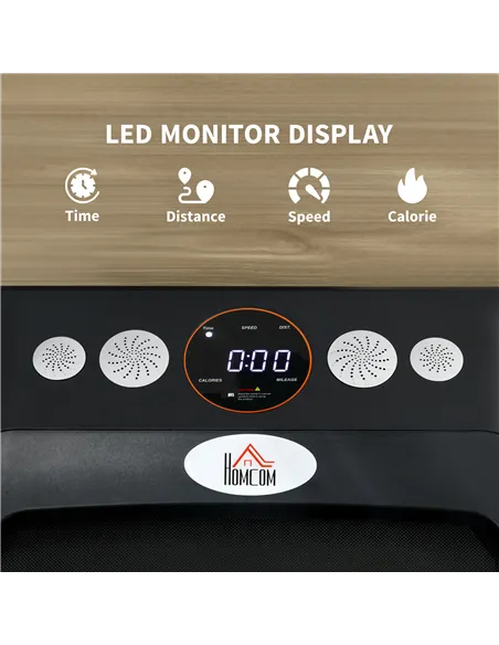 HOMCOM Foldable Walking Treadmill, with LED Display and Wheels, for Home, Office, Fitness Studio, Orange