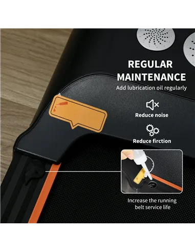 HOMCOM Foldable Walking Treadmill, with LED Display and Wheels, for Home, Office, Fitness Studio, Orange