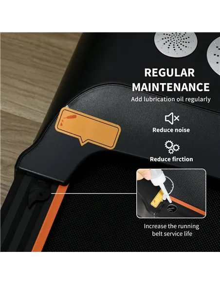 HOMCOM Foldable Walking Treadmill, with LED Display and Wheels, for Home, Office, Fitness Studio, Orange