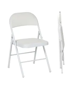 HOMCOM Set of Two Cushioned Folding Chairs - White