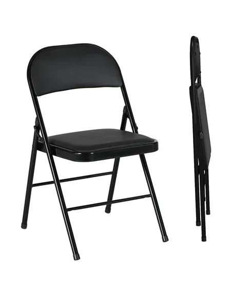 HOMCOM Set of Two Cushioned Folding Chairs - Black