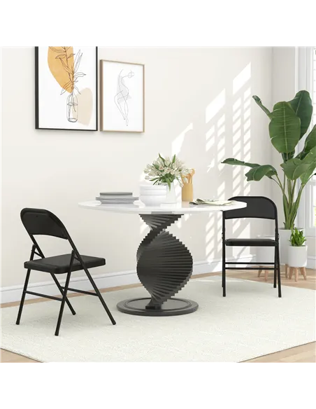 HOMCOM Set of Two Cushioned Folding Chairs - Black
